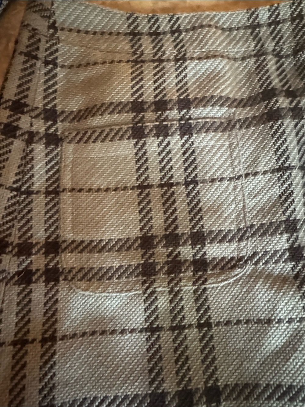J. Crew Tan and Brown Plaid Midi Skirt